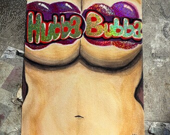 Sticker - Hubba Bubba - Glitter Vinyl Glossy Sticker - 4” x 5.4”