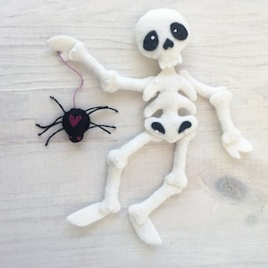 Skelly and Spidey Halloween Skeleton Felt Plush Sewing Pattern PDF download, SVG file, halloween, spider