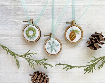 Winter Woodland Mini Hand Embroidery Hoop Ornament Kit, make ornaments, pendants and more