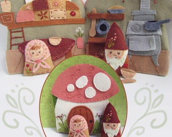 Cozy Mushroom Cottage Quiet Book PDF Download Sewing Pattern for felt gnome house, svg cut files