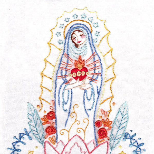 Our Lady Hand Embroidery Pattern, PDF Download, embroidery art