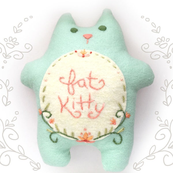 Fatkitty Plush Sewing Pattern PDF Download, sew your own felt stuffed animal