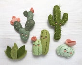 Felt Cactus Friends sewing pattern PDF digital download Plush mini succulents for Desert Decor, Baby Mobile