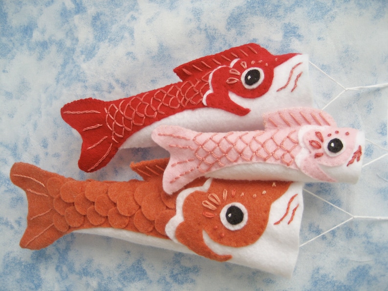 Koinobori Fish Flag plush sewing pattern, Party Decorations, Felt Ornament, Japanese, Felt Animals, Childrens Day image 3