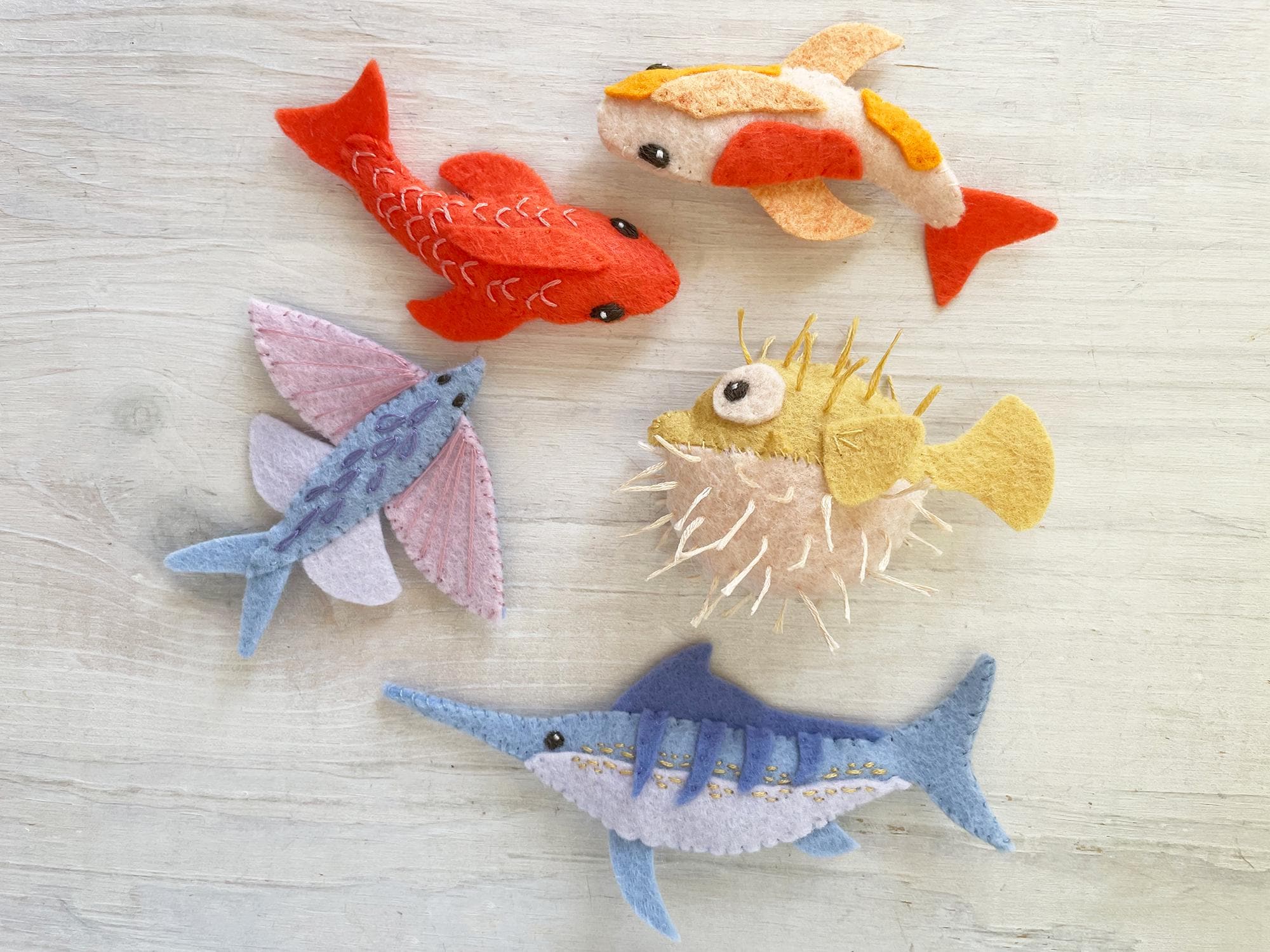 Felt Fish, Sea Creatures PDF Pattern Download, Plush Sewing