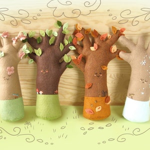 Plush Pattern for Happy Seasons Trees, PDF Download, Woodland Nursery Decor, soft felt toys