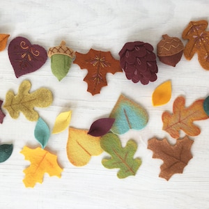 Felt Leaves Sewing Pattern PDF download, felt plants, garland, wreath, fall autumn acorn pine cone image 7