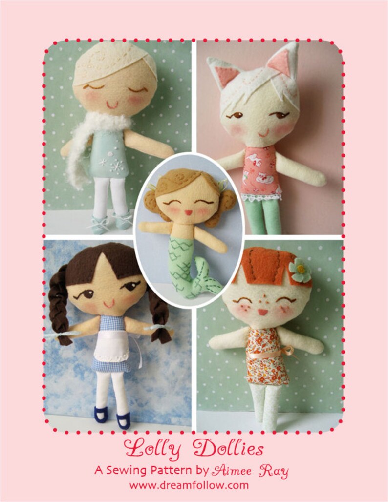 Plush Sewing Pattern for Lolly Dollies, PDF Download Felt Doll Plush ...