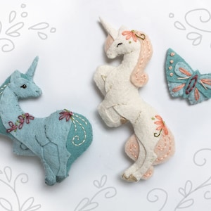 Unicorn Mini Plush Felt Animals Sewing pattern for felt ornaments and gifts, PDF Download, SVG files