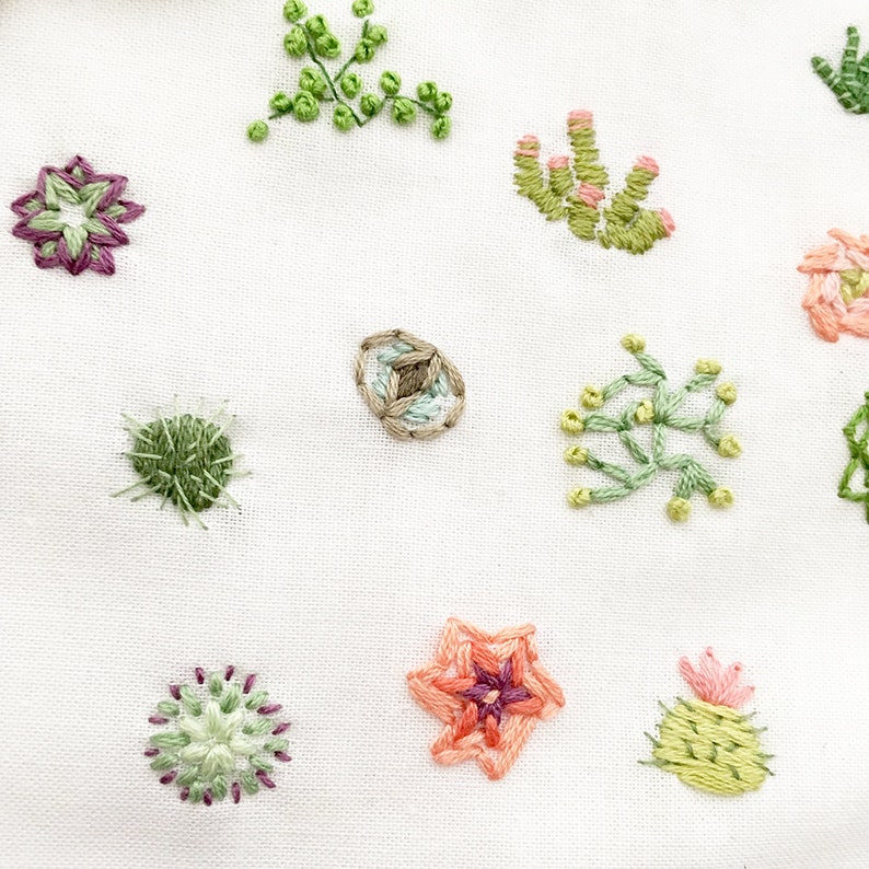 Tiny Succulents Hand Embroidery Pattern PDF Download, Embroidery Hoop Art, Desert, Cactus Decor, for the Plant Lady image 6