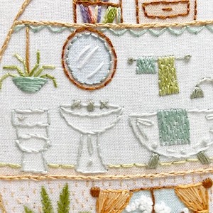 Little House Beginner Embroidery sampler, printed fabric Hand Embroidery Hoop Art Design, DIY image 2
