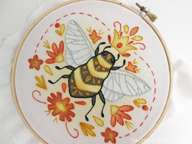 Queen Bee Beginner Embroidery Kit Modern Hand Embroidery Hoop Etsy