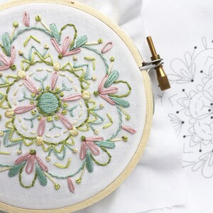 Mini Mandala Hand Embroidery printed fabric Sampler, perfect for beginners