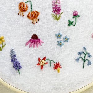 Tiny Wildflowers Hand Embroidery Pattern PDF Download, Mini Embroidery Hoop Art image 3