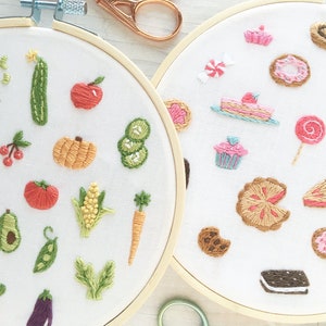 PDF Télécharger Tiny Sweets and Veggies Hand Embroidery 2 Pattern set, Embroidery Hoop Art, dessert, designs alimentaires image 7