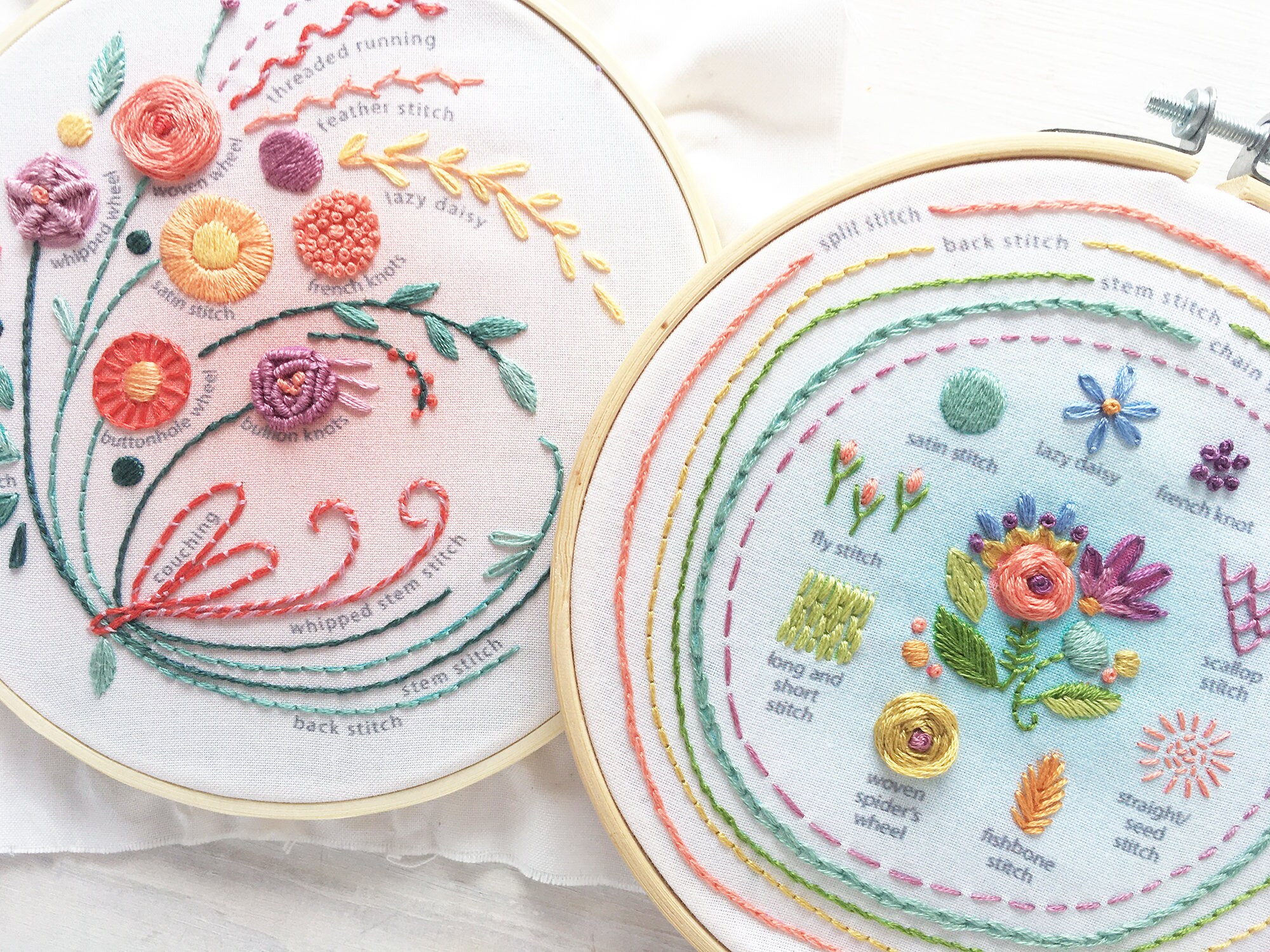 Hand Embroidery Hoop Art with Free Pattern ❤️ Embroidery by Gossamer/  Rosette Stitch 🌸 