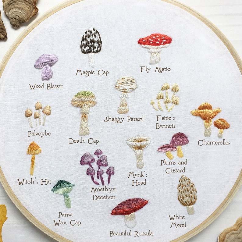 Tiny Mushrooms Hand Embroidery Pattern PDF Download, Embroidery Hoop Art image 6