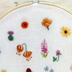 Tiny Wildflowers Hand Embroidery Pattern PDF Download, Mini Embroidery Hoop Art image 2