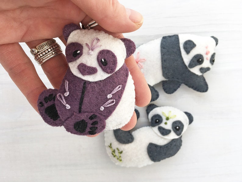 PDF Download SVG file felt toy 3 Panda Bears Mini Plush Felt Animals Sewing pattern