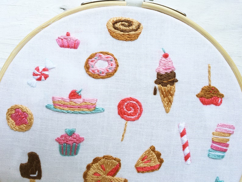 PDF Download Tiny Sweets and Veggies Hand Embroidery 2 Pattern set, Embroidery Hoop Art, dessert, food designs image 6