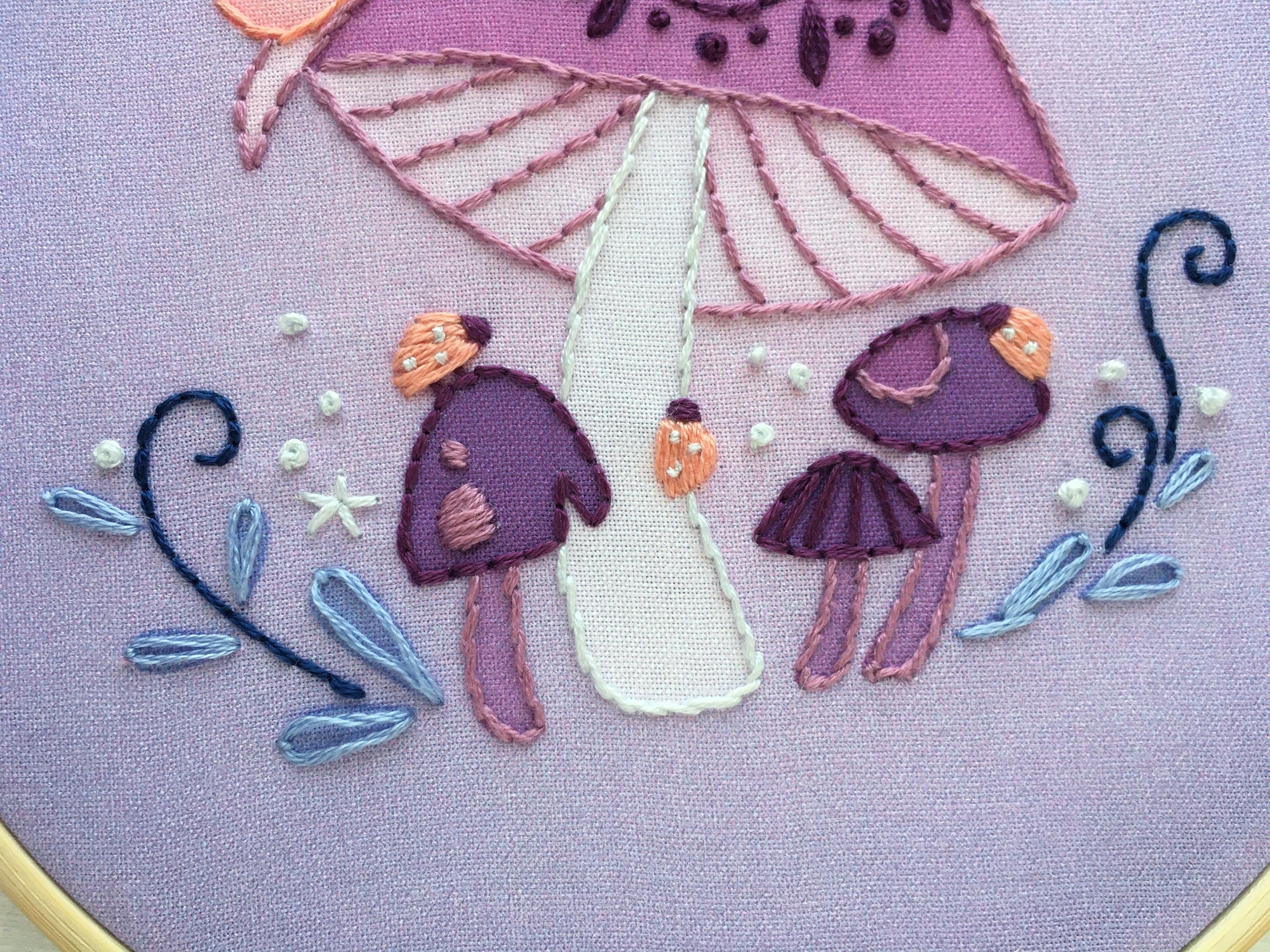 Purple Mushroom Ladybugs and Snail Embroidery Sampler - Etsy