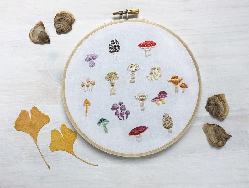 Tiny Mushrooms Hand Embroidery Pattern PDF Download, Embroidery Hoop Art image 3