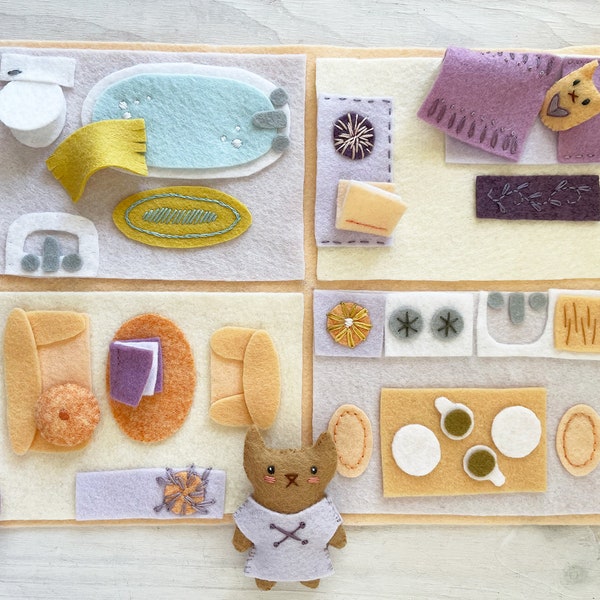 My Little House Quiet Book PDF Download, Plush Sewing Pattern for dollhouse mat