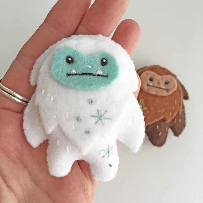 PDF Sewing Pattern for Felt Yeti and Sasquatch, mini felt plush Bigfoot and Snow Monster, Christmas ornaments, holiday decor, SVG included image 3