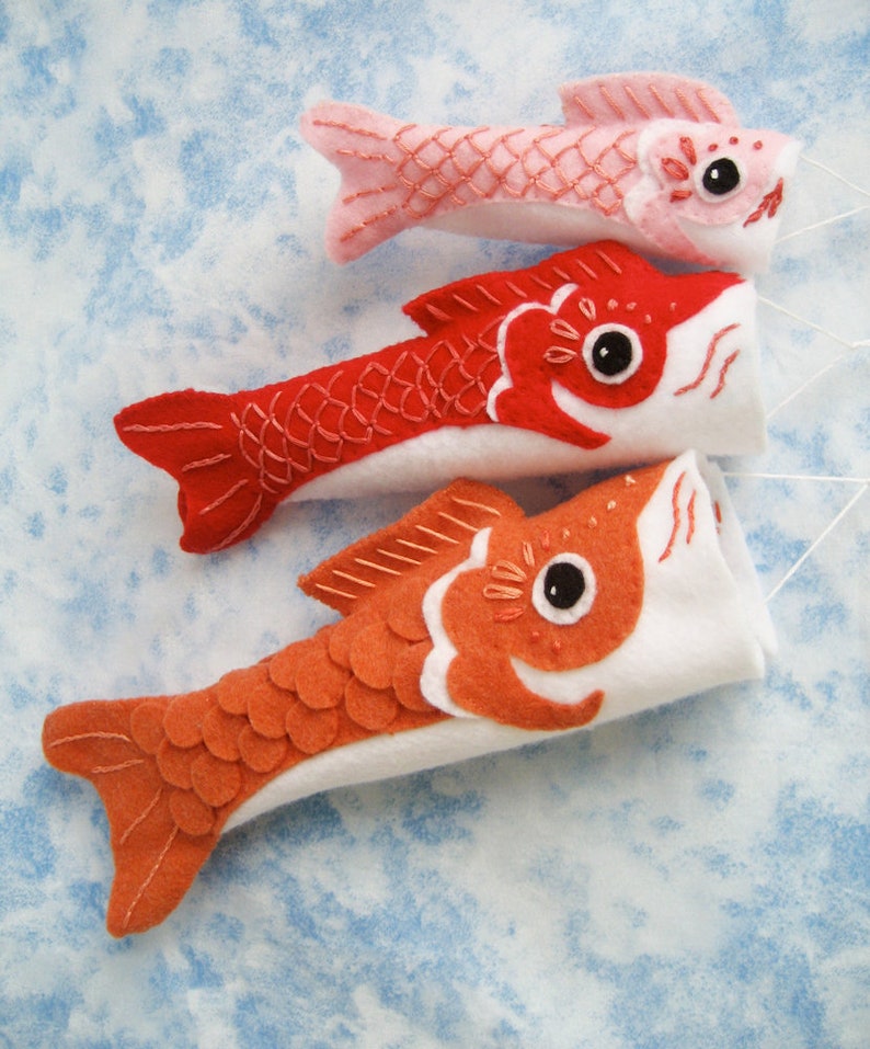 Koinobori Fish Flag plush sewing pattern, Party Decorations, Felt Ornament, Japanese, Felt Animals, Childrens Day image 2