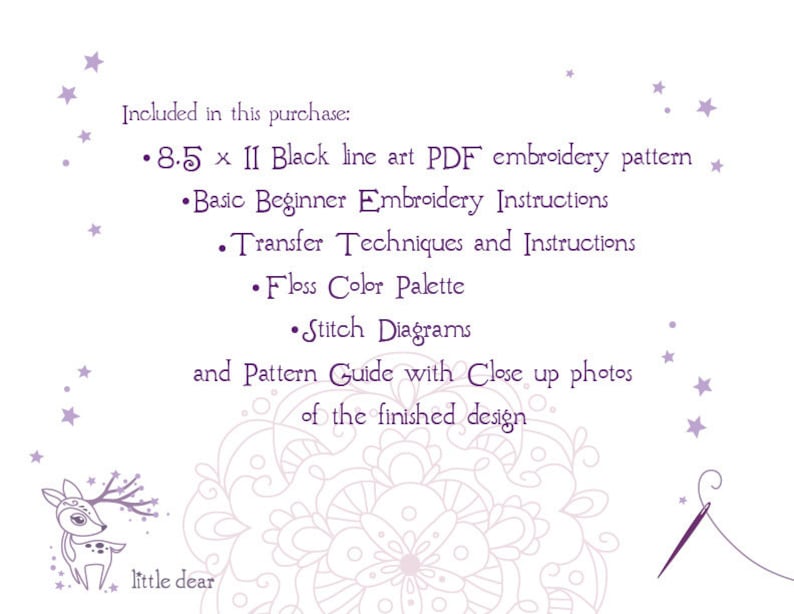 Four Mini Nature Motifs Hand Embroidery Pattern PDF Download Butterfly Fox Woodland Embroidery Hoop Art
