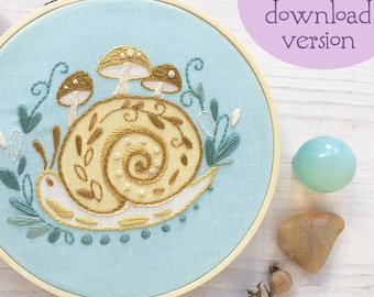 PDF-download Paddestoelslak Handborduurpatroon, Spring Garden handwerkhoepelontwerp
