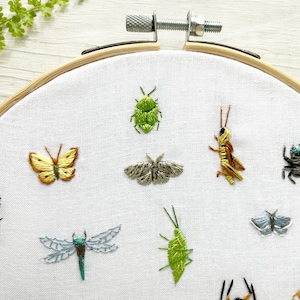 Tiny Bugs Collection Hand Embroidery Pattern PDF Download, Mini Insects Embroidery Hoop Art image 3