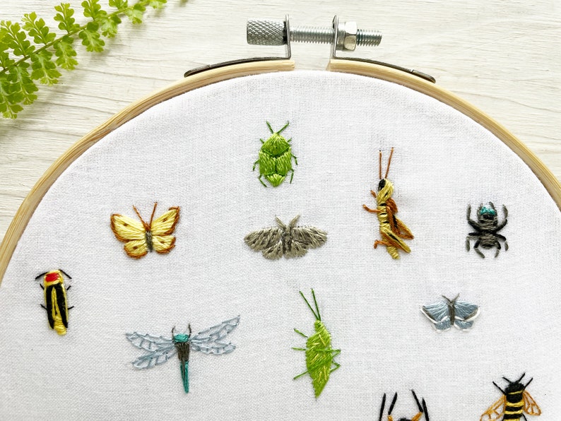 Tiny Bugs Collection Hand Embroidery Pattern PDF Download, Mini Insects Embroidery Hoop Art image 3