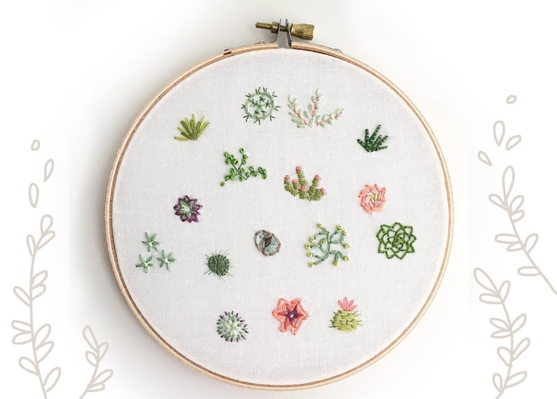 Tiny Succulents Hand Embroidery Pattern PDF Download, Embroidery Hoop Art, Desert, Cactus Decor, for the Plant Lady image 2