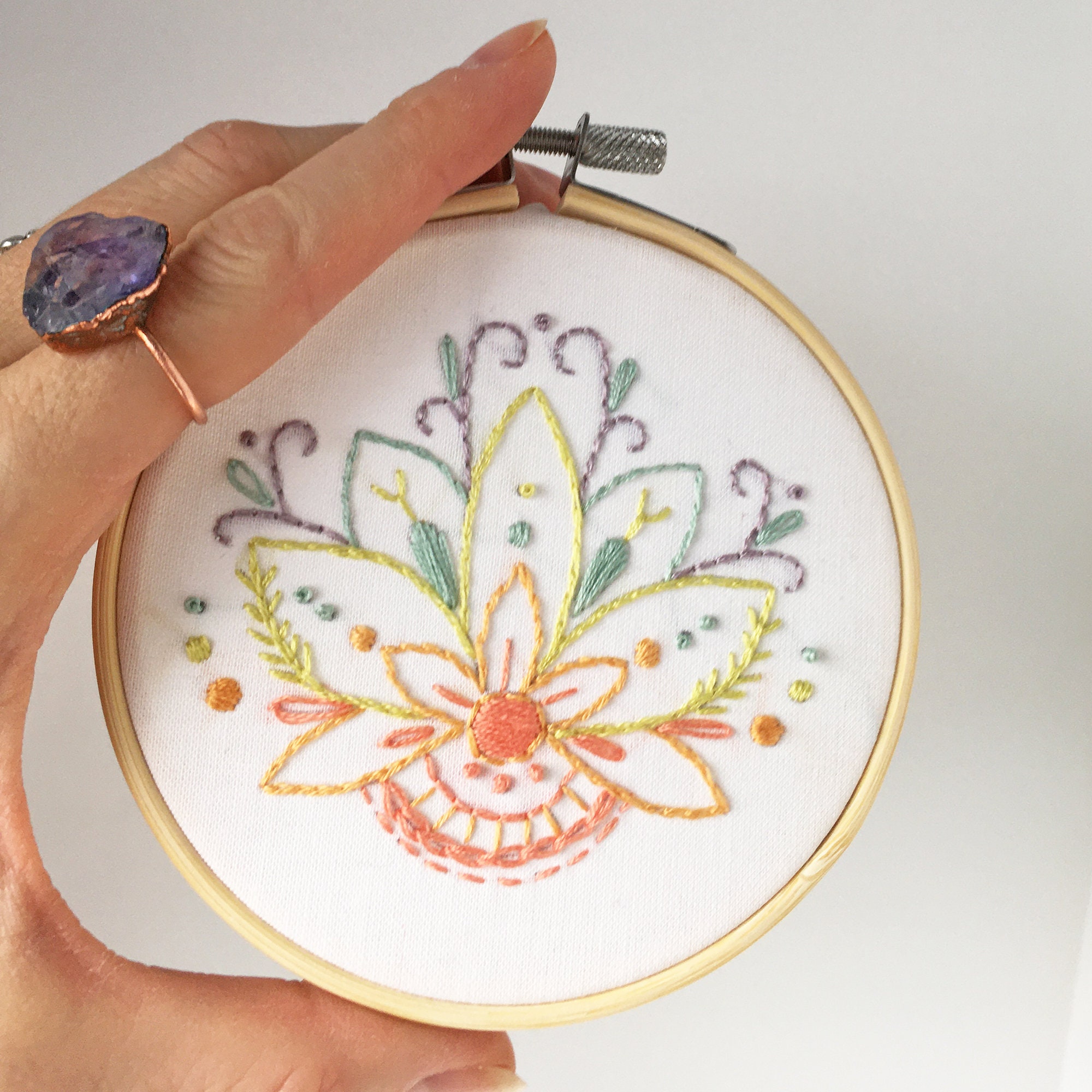 Learn to Embroider With This Mini Lotus Flower Hand Embroidery - Etsy UK