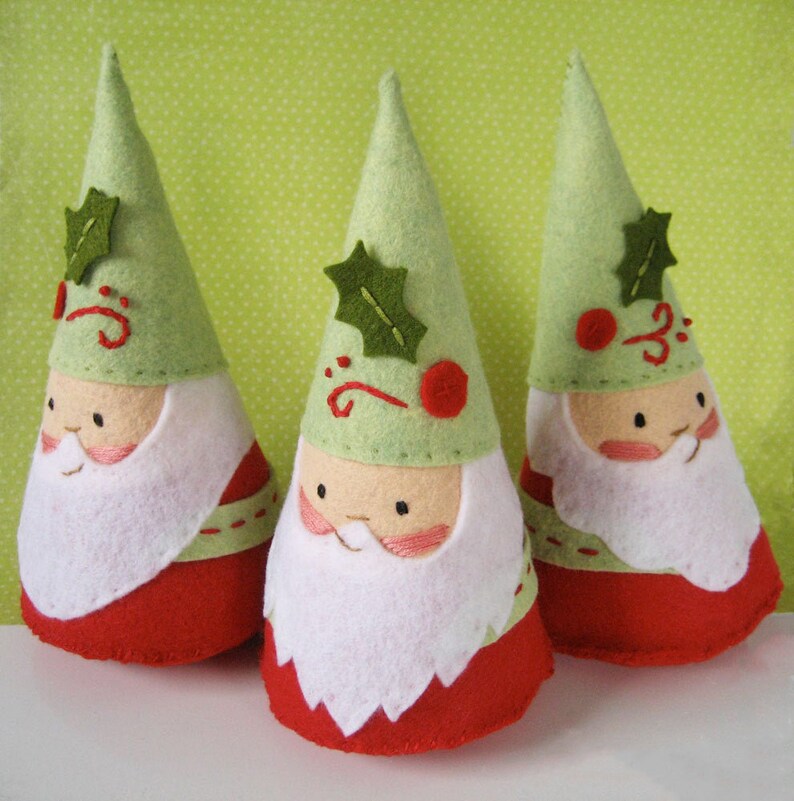 Gnome Santa and Mushroom Plush Sewing Pattern, Felt Doll PDF Download, SVG files, Felt Ornaments, Christmas Decoration image 2