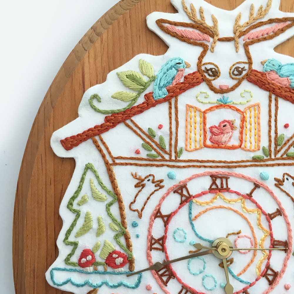 Woodland Cuckoo Clock Hand Embroidery Art PDF Pattern Etsy