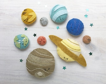 Felt Planets PDF pattern download, SVG file, Plush Sewing Pattern for outer space solar system