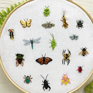 Tiny Bugs Collection Hand Embroidery Pattern PDF Download, Mini Insects Embroidery Hoop Art image 5