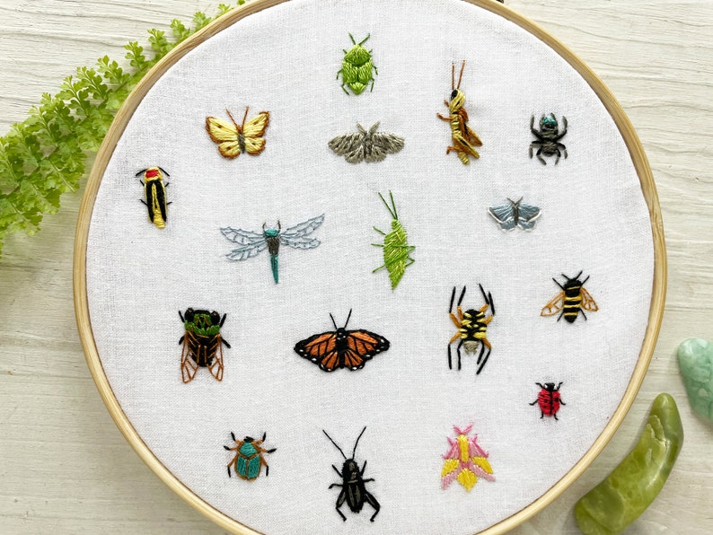 Tiny Bugs Collection Hand Embroidery Pattern PDF Download, Mini Insects Embroidery Hoop Art image 5