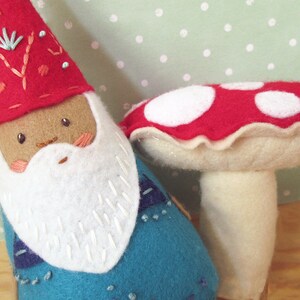 Gnome Santa and Mushroom Plush Sewing Pattern, Felt Doll PDF Download, SVG files, Felt Ornaments, Christmas Decoration image 5