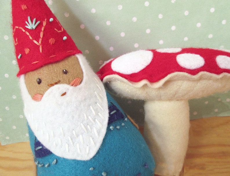 Gnome Santa and Mushroom Plush Sewing Pattern, Felt Doll PDF Download, SVG files, Felt Ornaments, Christmas Decoration image 5