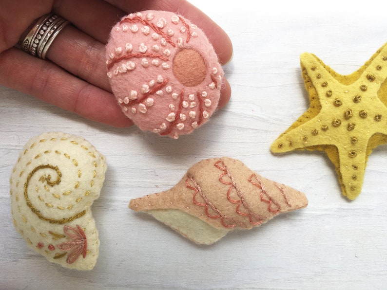 Felt Seashells PDF pattern download beach decor Plush Sewing | Etsy