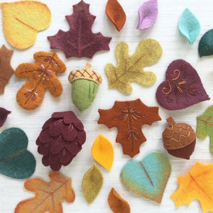 Felt Leaves Sewing Pattern PDF download, felt plants, garland, wreath, fall autumn acorn pine cone image 5