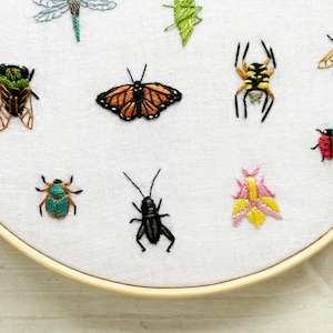 Tiny Bugs Collection Hand Embroidery Pattern PDF Download, Mini Insects Embroidery Hoop Art image 4