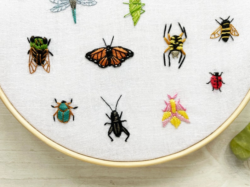 Tiny Bugs Collection Hand Embroidery Pattern PDF Download, Mini Insects Embroidery Hoop Art image 4