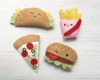 Fast Food Plush Sewing Pattern, Felt Taco, Pizza, Burger, Fries (PDF Download)