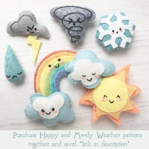 Rainbow, Sun and Clouds PDF Plush Sewing Pattern, SVG file for mini felt toys, baby mobile image 8