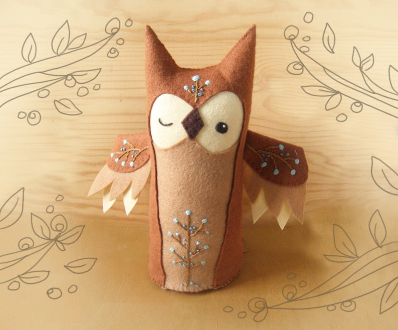 Plush Sewing Pattern for Olaf Owl, PDF Download, Felt Animals, DIY Baby Gift, Woodland Nursery Decor, Forest Animals image 1