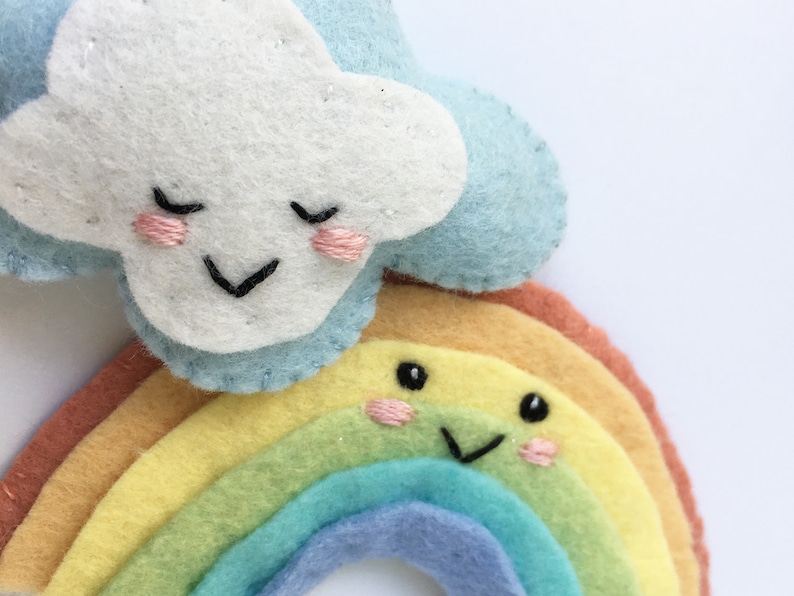 Rainbow, Sun and Clouds PDF Plush Sewing Pattern, SVG file for mini felt toys, baby mobile image 4